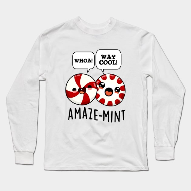 Amaze-mint Cute Peppermint Candy Pun Long Sleeve T-Shirt by punnybone